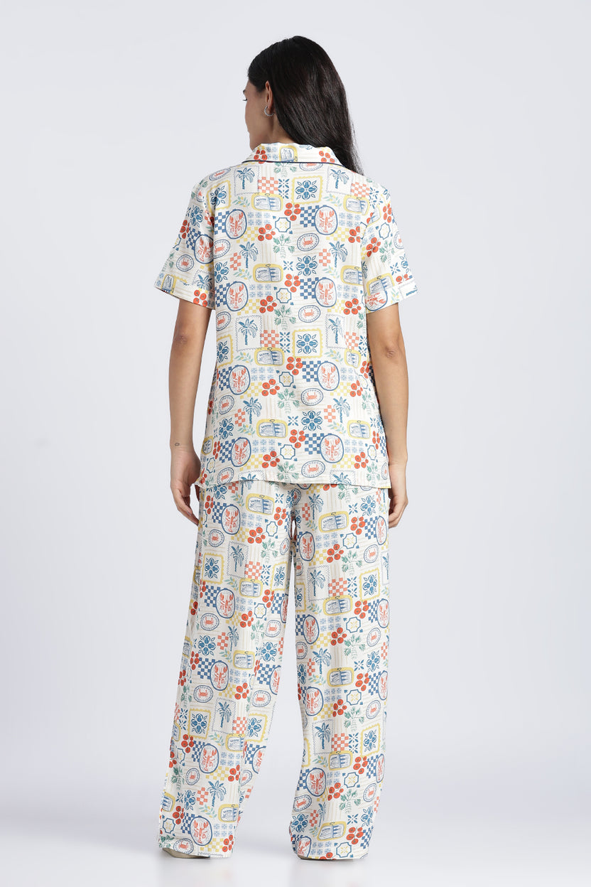 Womens Wear Multi-Coloured All Over Printed Pyjama Set - Image 5