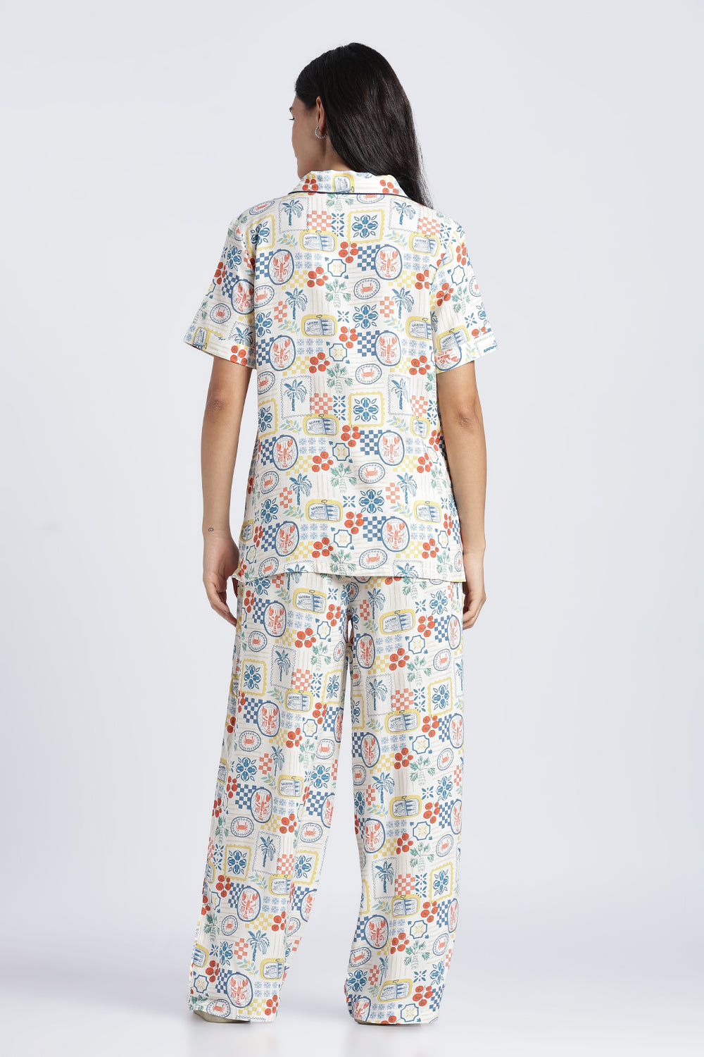 Womens Wear Multi-Coloured All Over Printed Pyjama Set - Image 5
