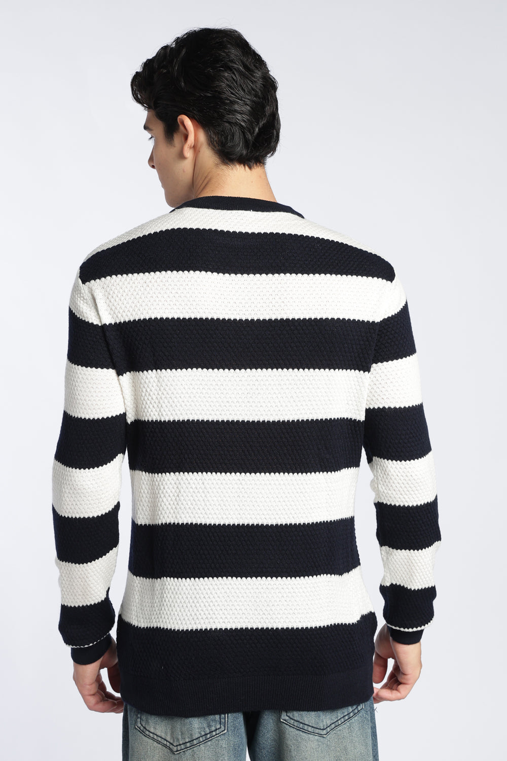 Black Stripes Regular Fit Sweater For Men - Image 5