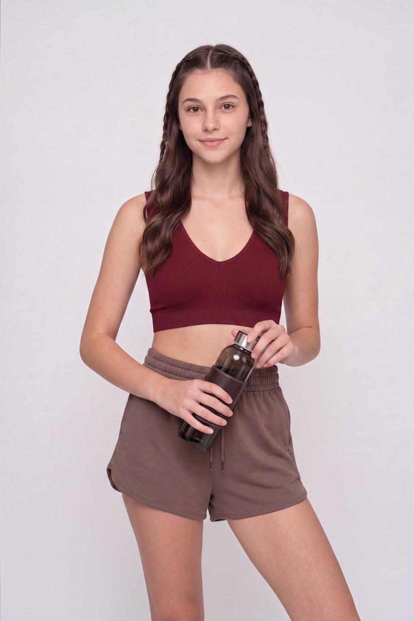 Maroon Nylon Regular Fit Sport Bra For Women - Image 1