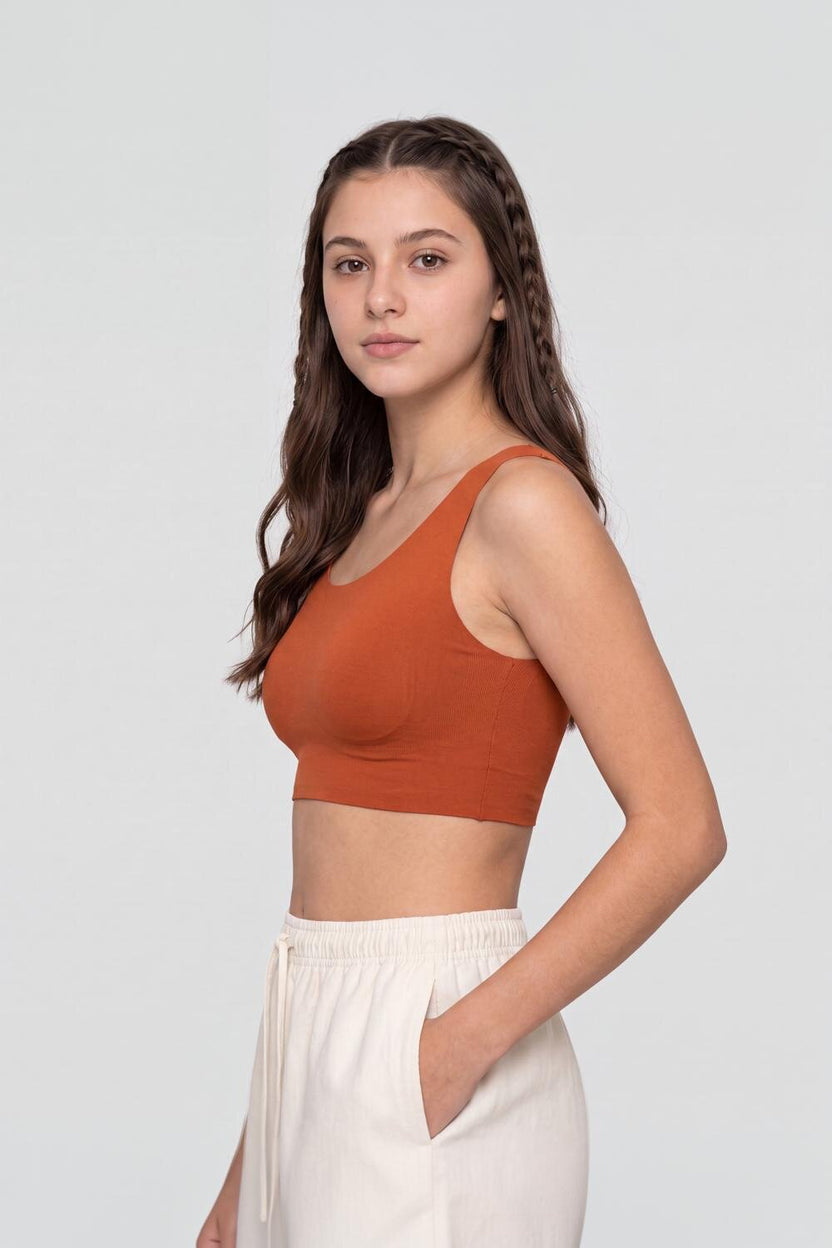 Rust Slim Fit Sport Bra For Women - Image 4