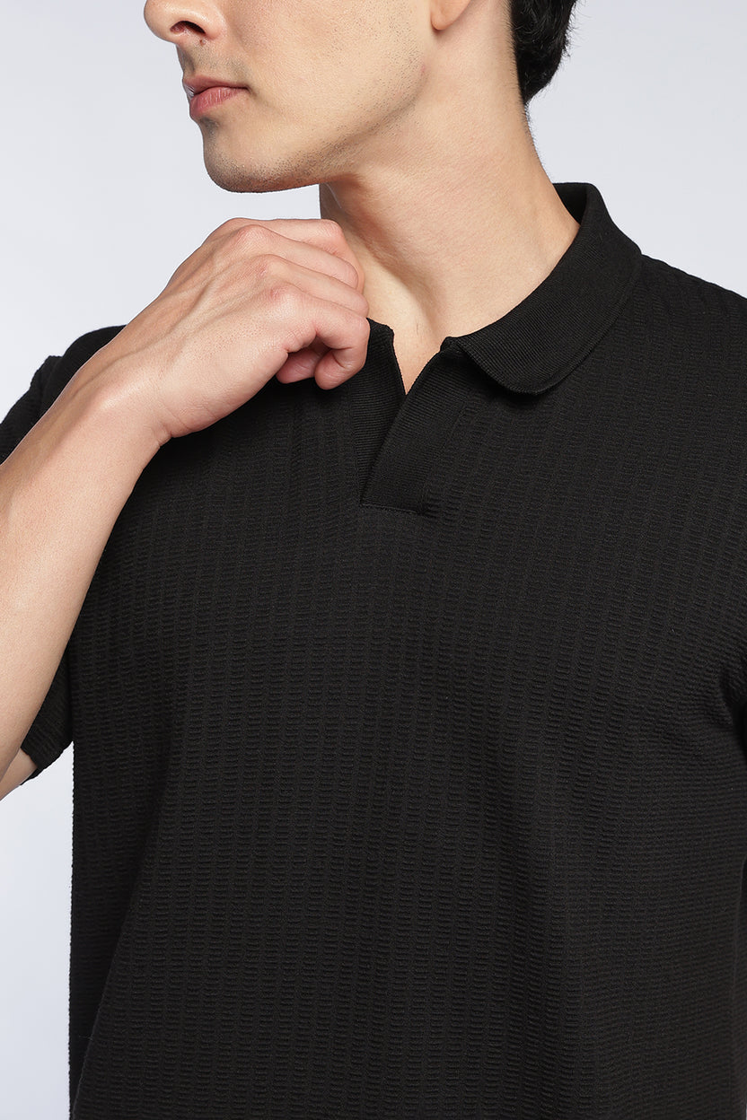 Black Everyday Essentials Regular Fit Polo T-Shirt For Men - Image 3