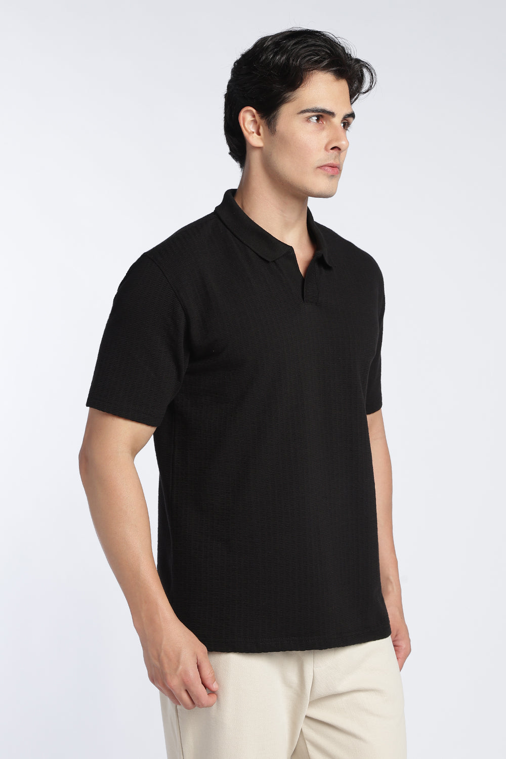 Black Everyday Essentials Regular Fit Polo T-Shirt For Men - Image 4