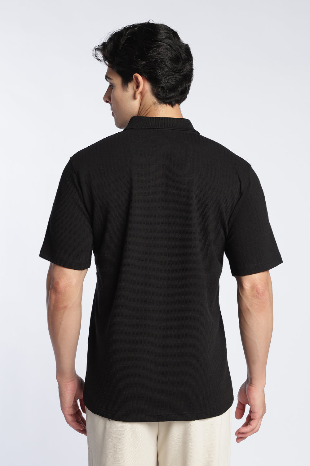 Black Everyday Essentials Regular Fit Polo T-Shirt For Men - Image 5