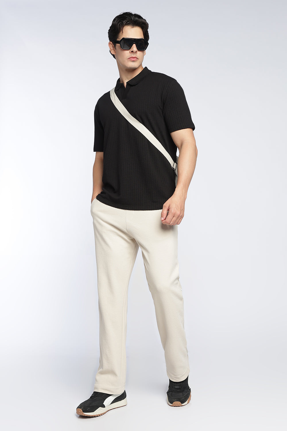 Black Everyday Essentials Regular Fit Polo T-Shirt For Men - Image 6