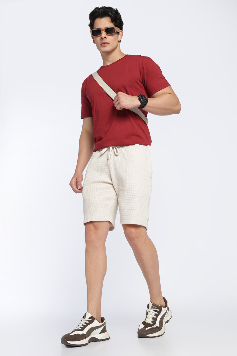 Beige Solid Regular Fit Shorts With 2 Pocket For Men - Image 6