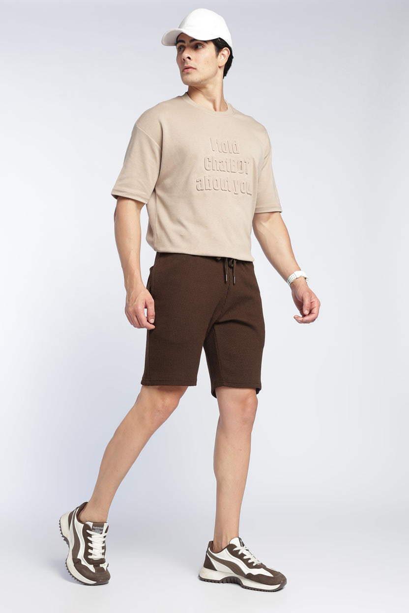Brown Regular Fit Shorts With 2 Pocket For Men - Image 6