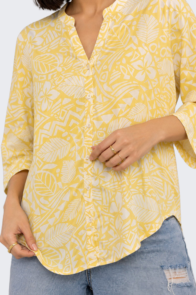 Womens Regular Fit Yellow Botanical Tunic - Image 3
