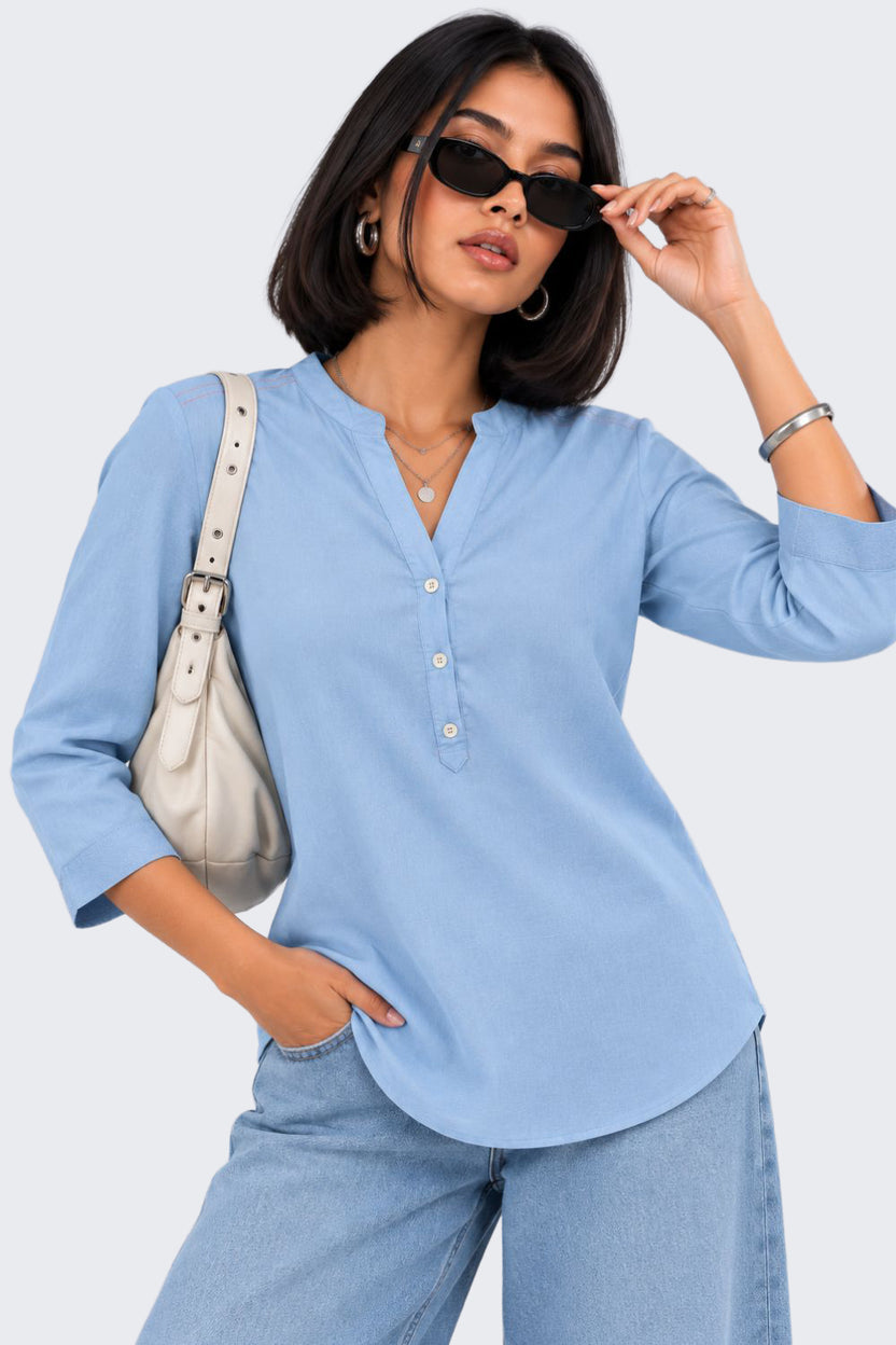 Womens Regular Fit Light Blue Essential Tunic - Image 1