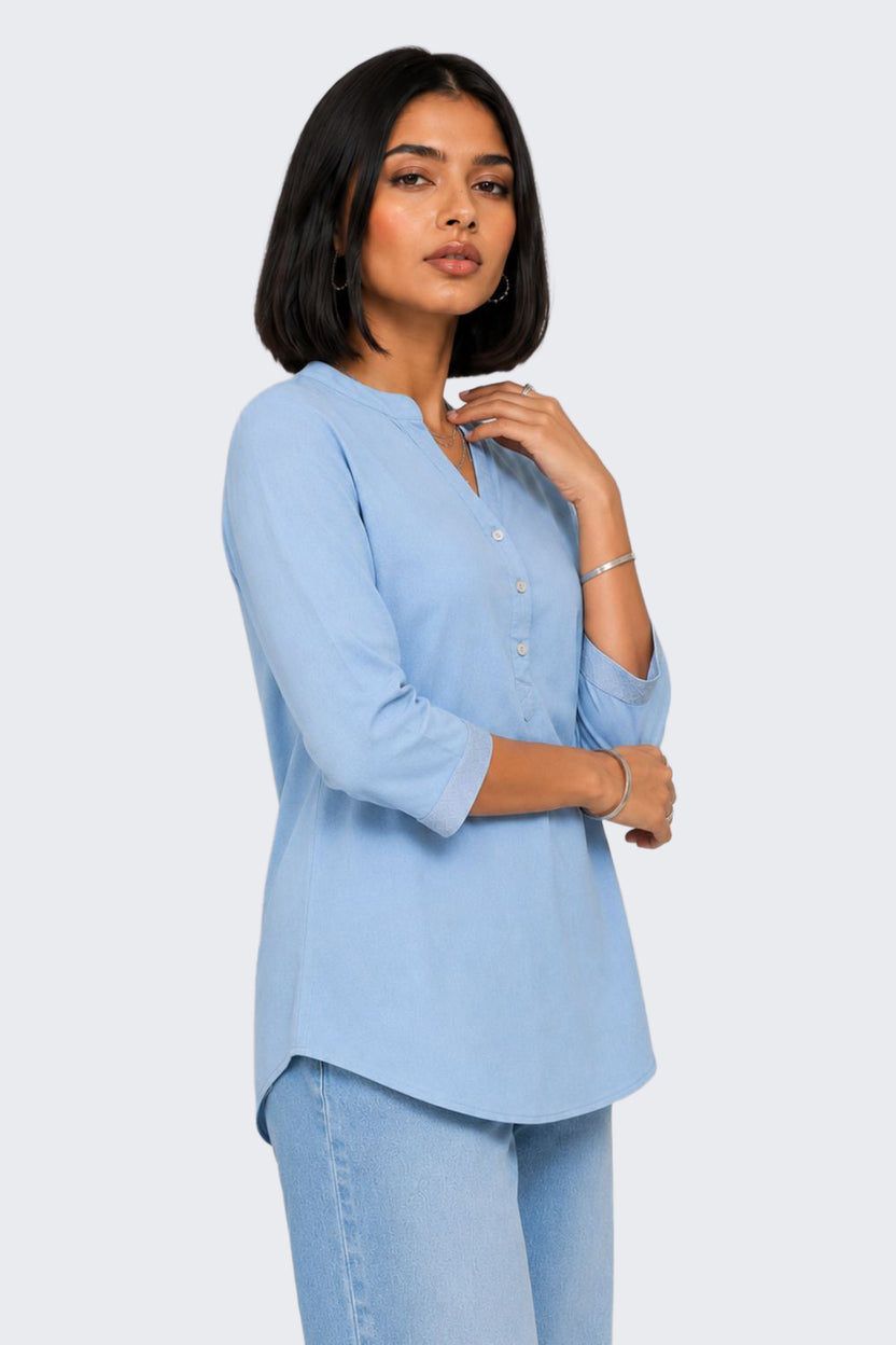 Womens Regular Fit Light Blue Essential Tunic - Image 4