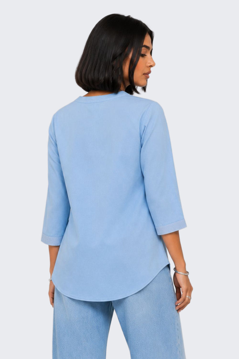 Womens Regular Fit Light Blue Essential Tunic - Image 5