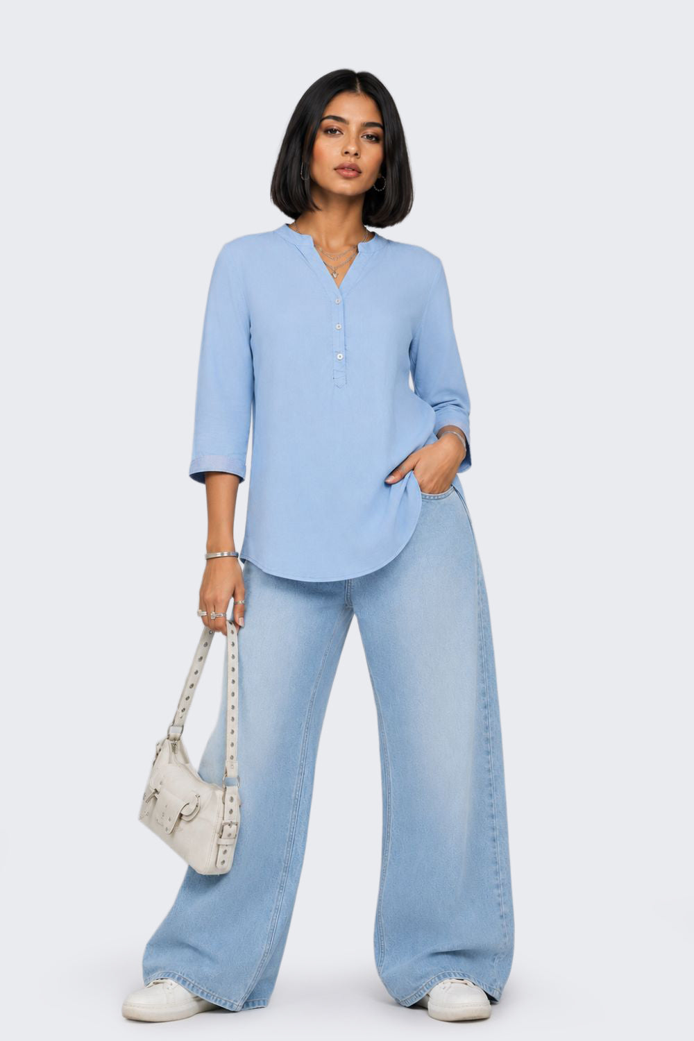 Womens Regular Fit Light Blue Essential Tunic - Image 6