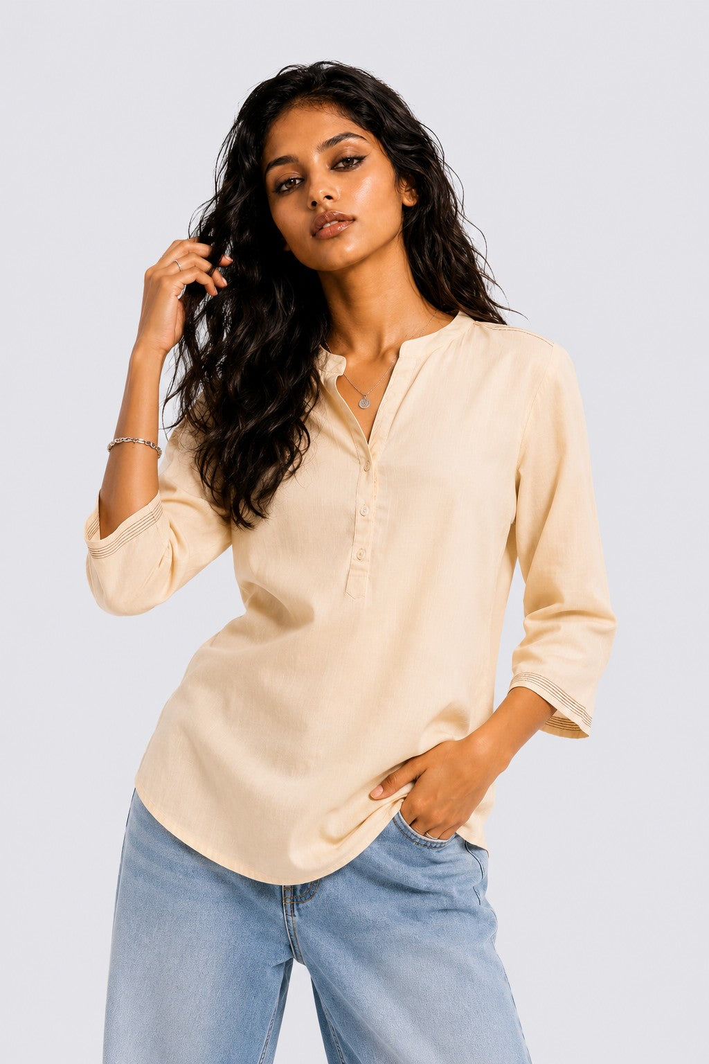 Womens Regular Fit Beige Essential Tunic - Image 2