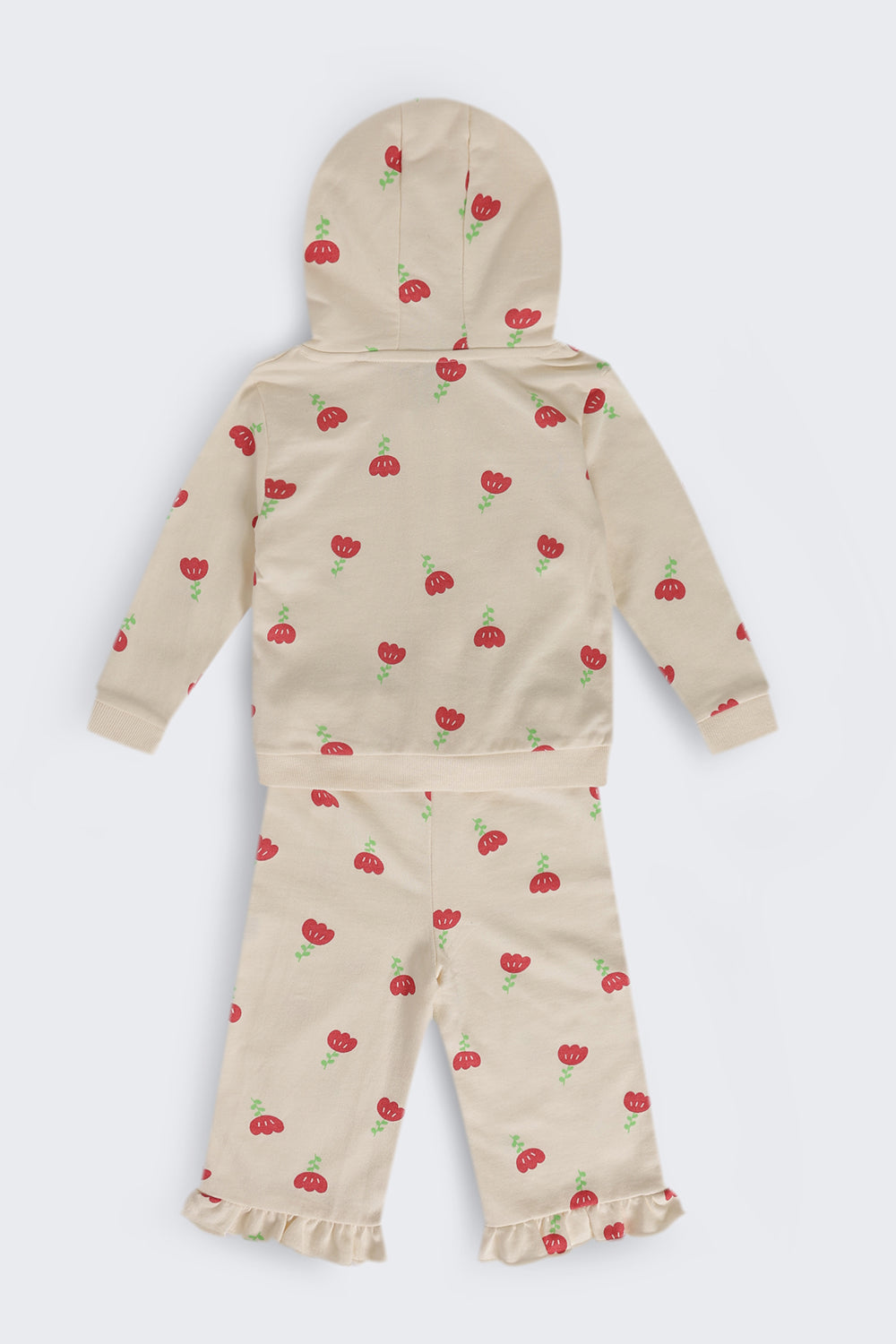 Infant Girls Regular Fit Beige Floral Co-ord Set - Image 3