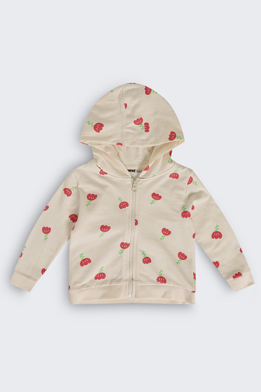 Infant Girls Regular Fit Beige Floral Co-ord Set - Image 4