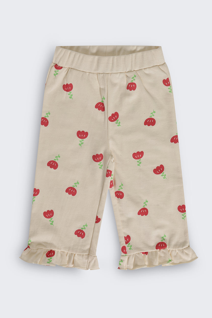 Infant Girls Regular Fit Beige Floral Co-ord Set - Image 5