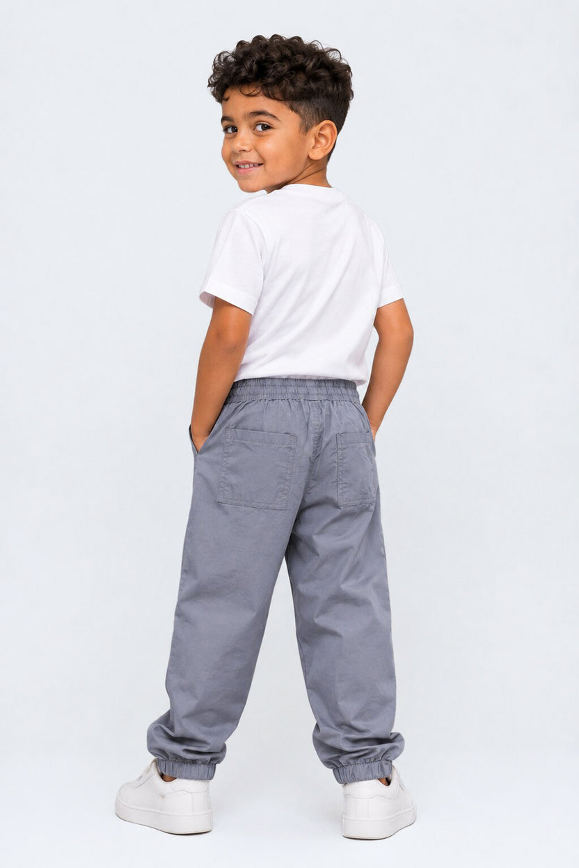 Boys Jogger Fit Grey Solid Jogger - Image 3