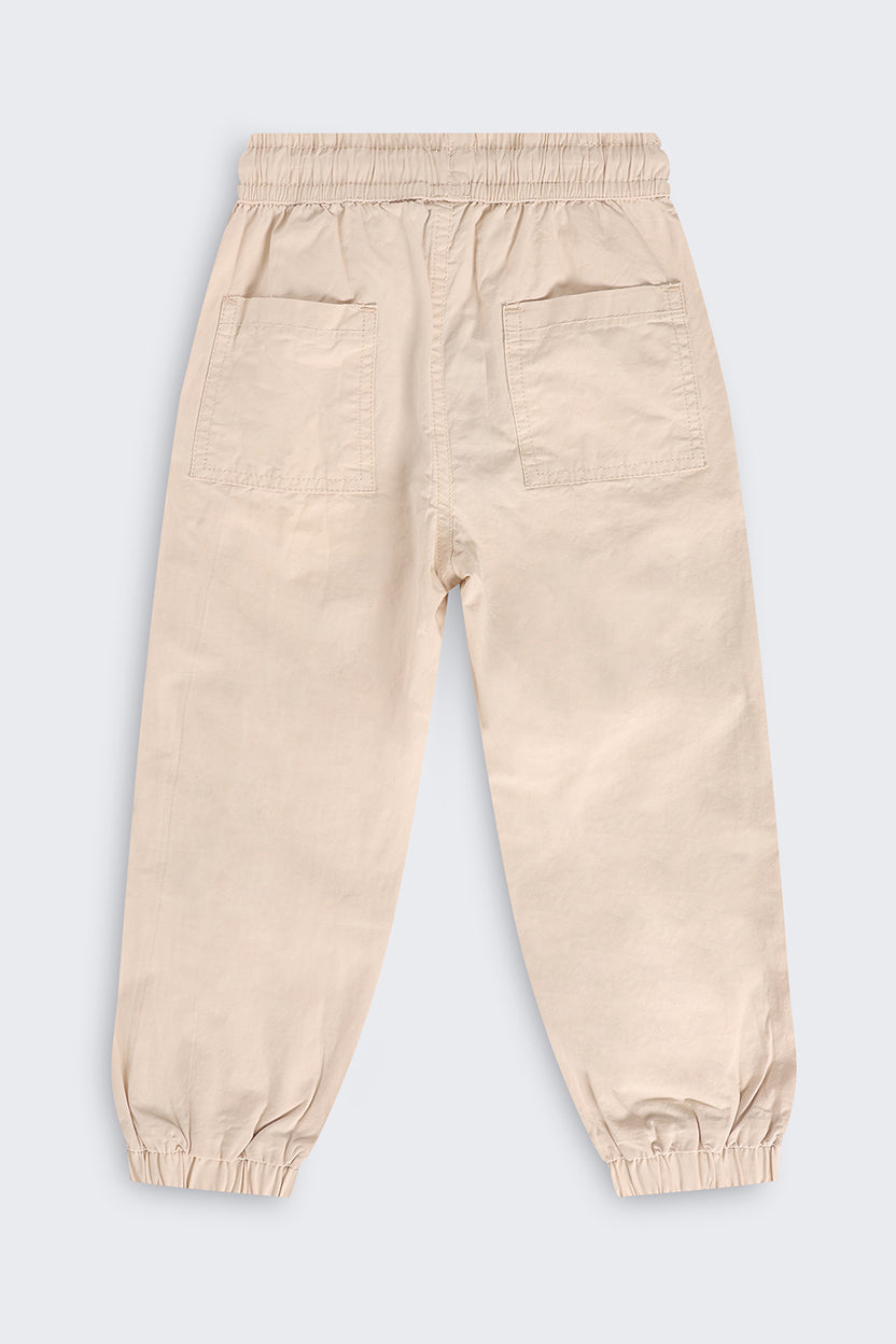 Boys Jogger Fit Beige Solid Jogger - Image 4