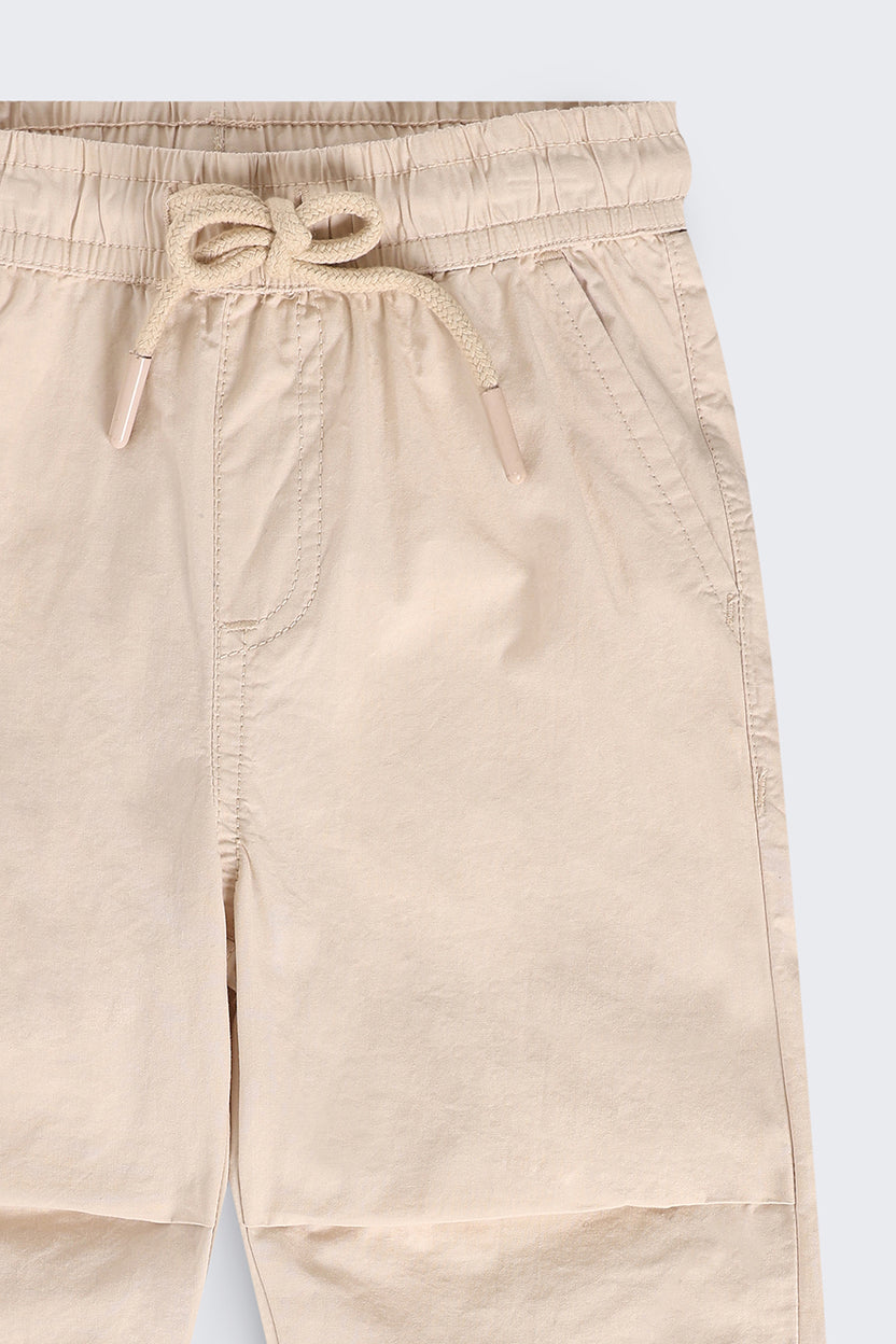 Boys Jogger Fit Beige Solid Jogger - Image 5
