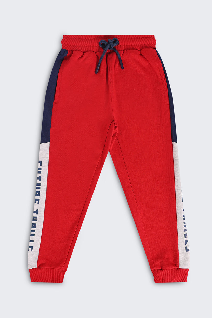 Boys Red Colourblocked Jogger - Image 2
