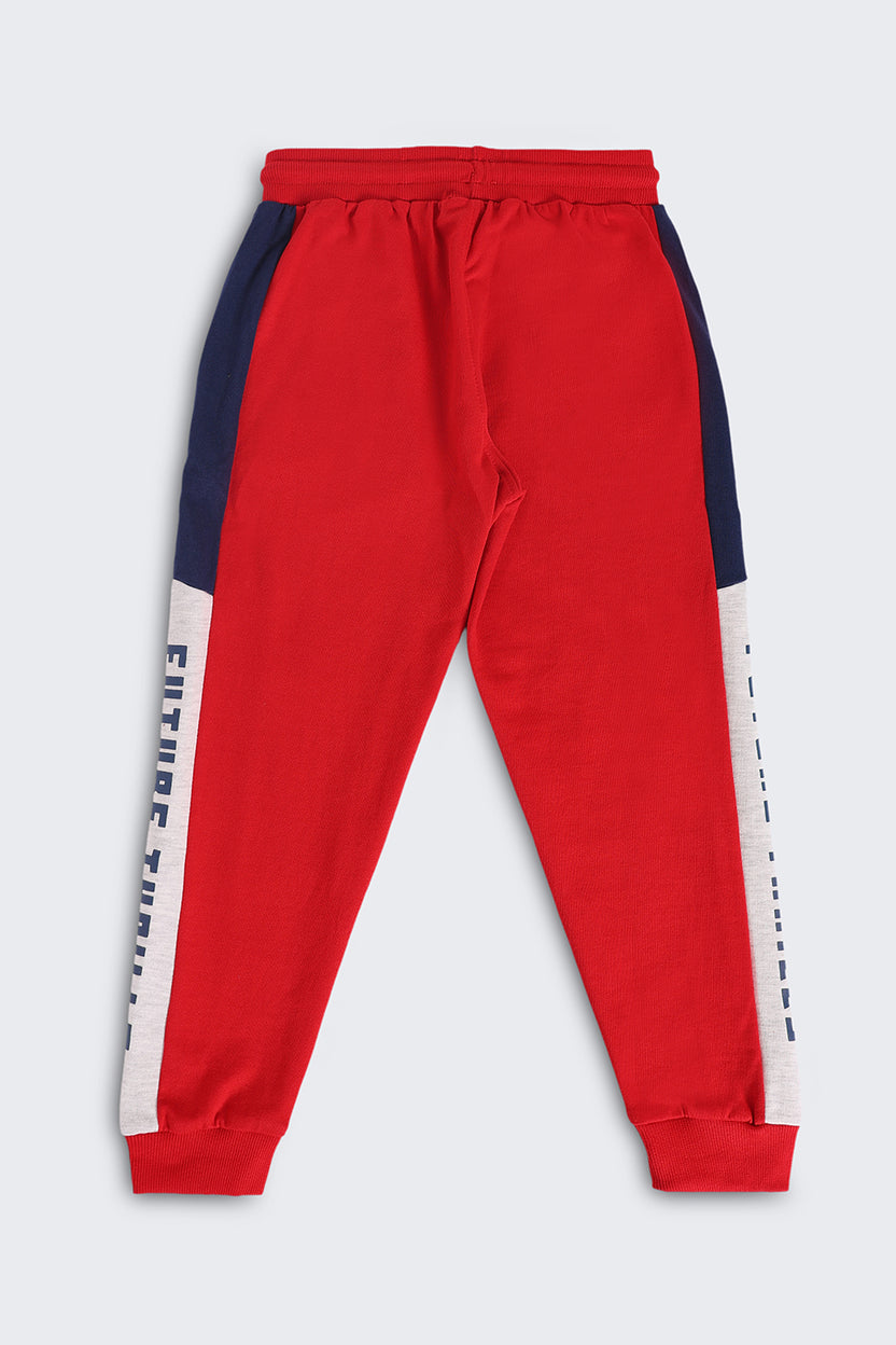 Boys Red Colourblocked Jogger - Image 3