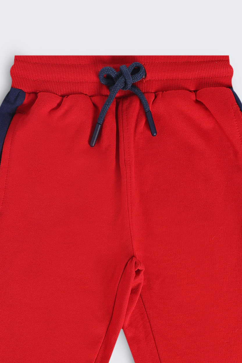 Boys Red Colourblocked Jogger - Image 4