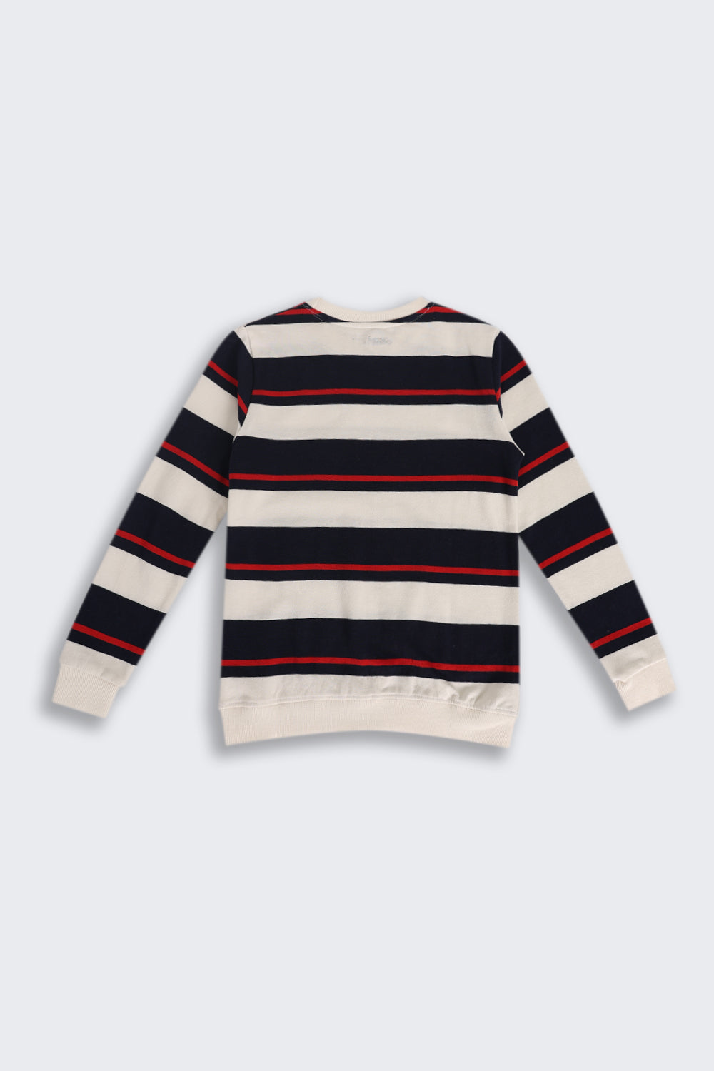 Boys Regular Fit Cream Striped Sweatshirt - Image 3