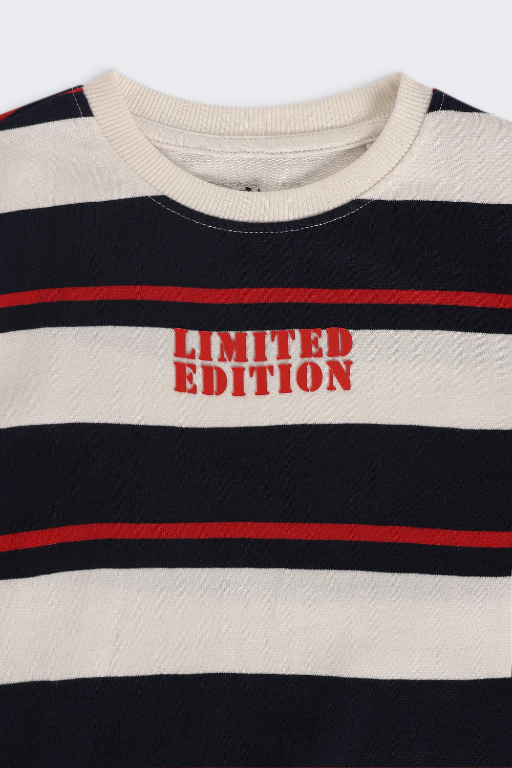 Boys Regular Fit Cream Striped Sweatshirt - Image 4