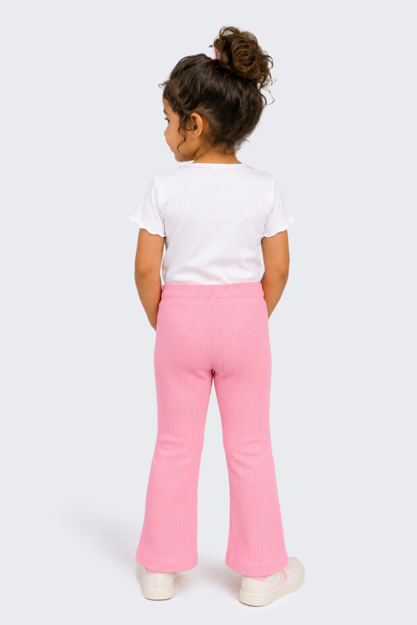 Girls Flared Pink Textured Pant - Image 3