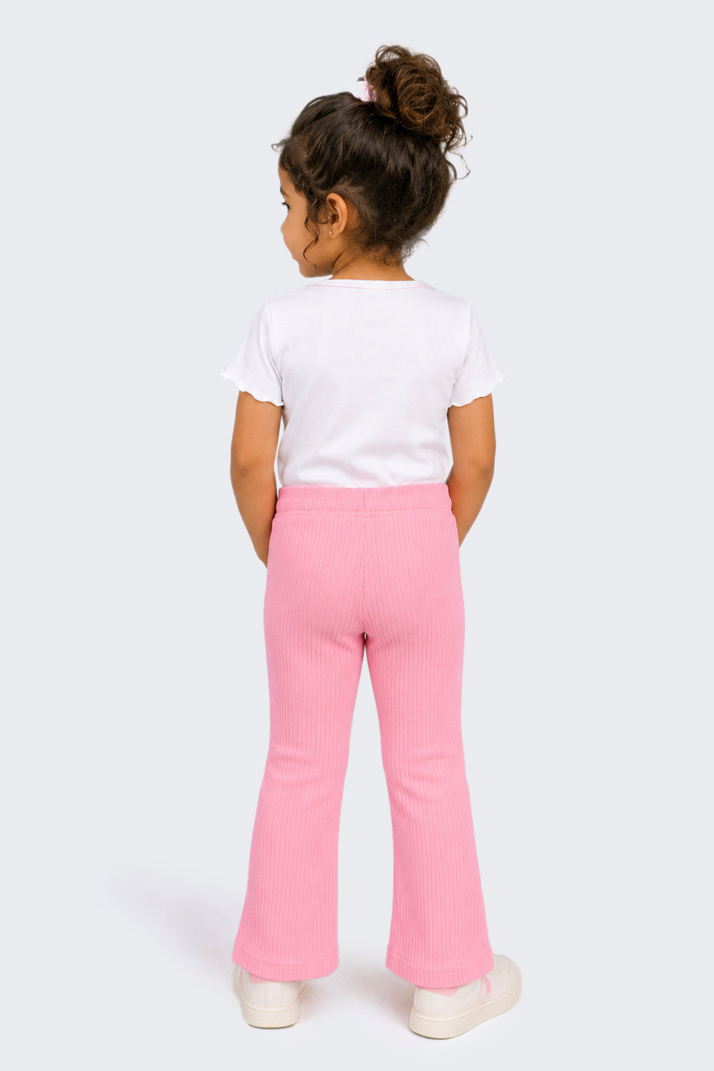Girls Flared Pink Textured Pant - Image 3