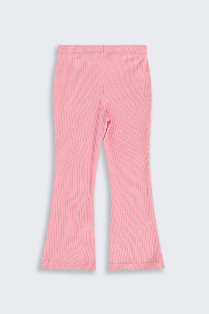 Girls Flared Pink Textured Pant - Image 4