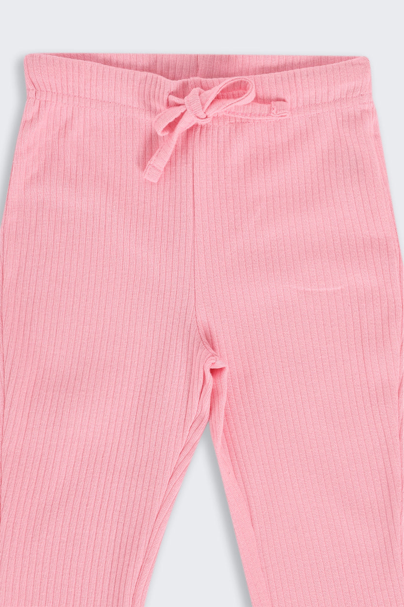 Girls Flared Pink Textured Pant - Image 5