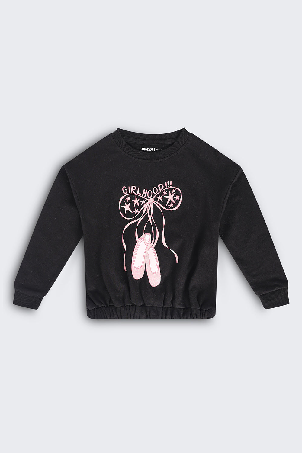 Girls Regular Fit Black Graphic Sweatshirt - Image 2