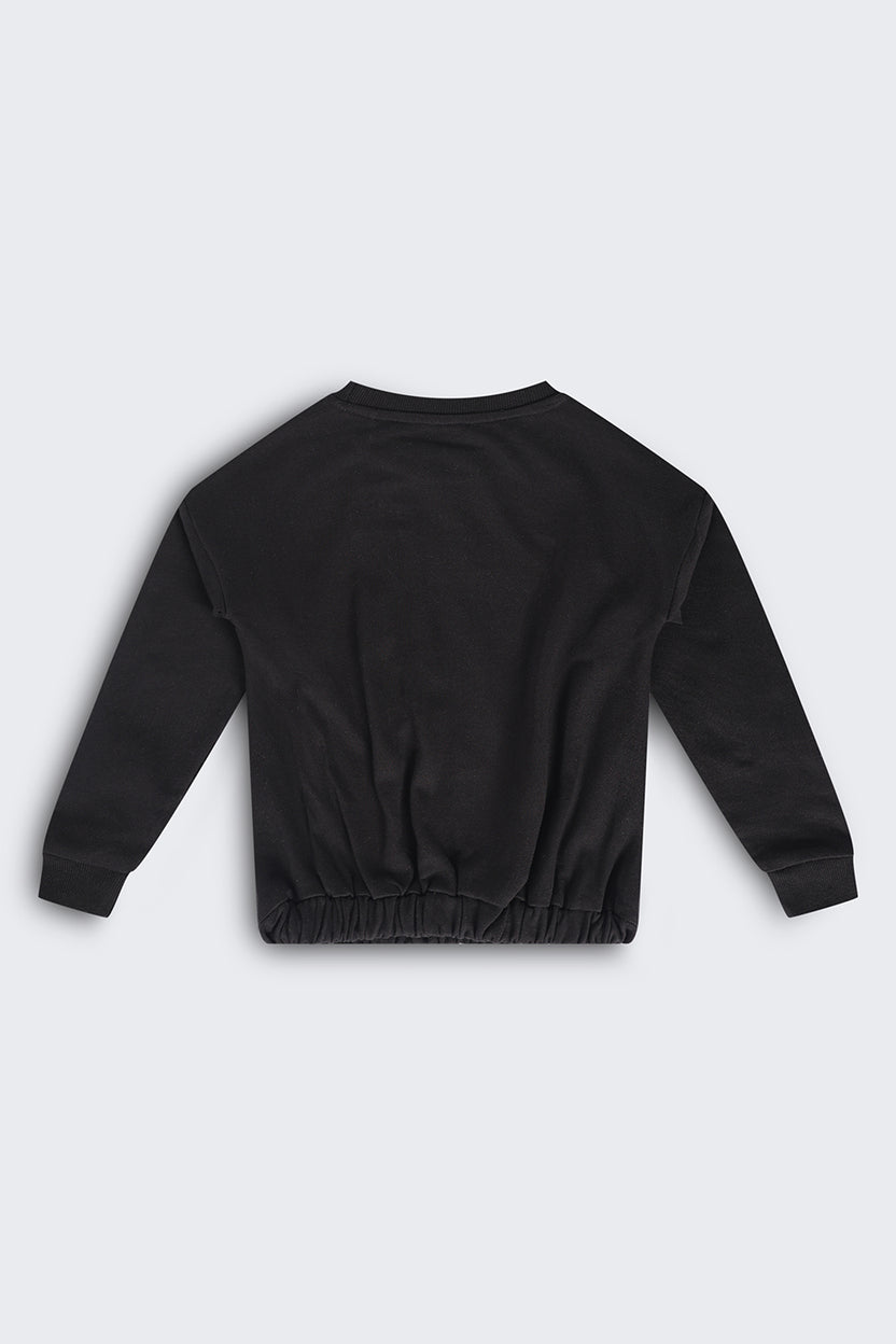 Girls Regular Fit Black Graphic Sweatshirt - Image 4