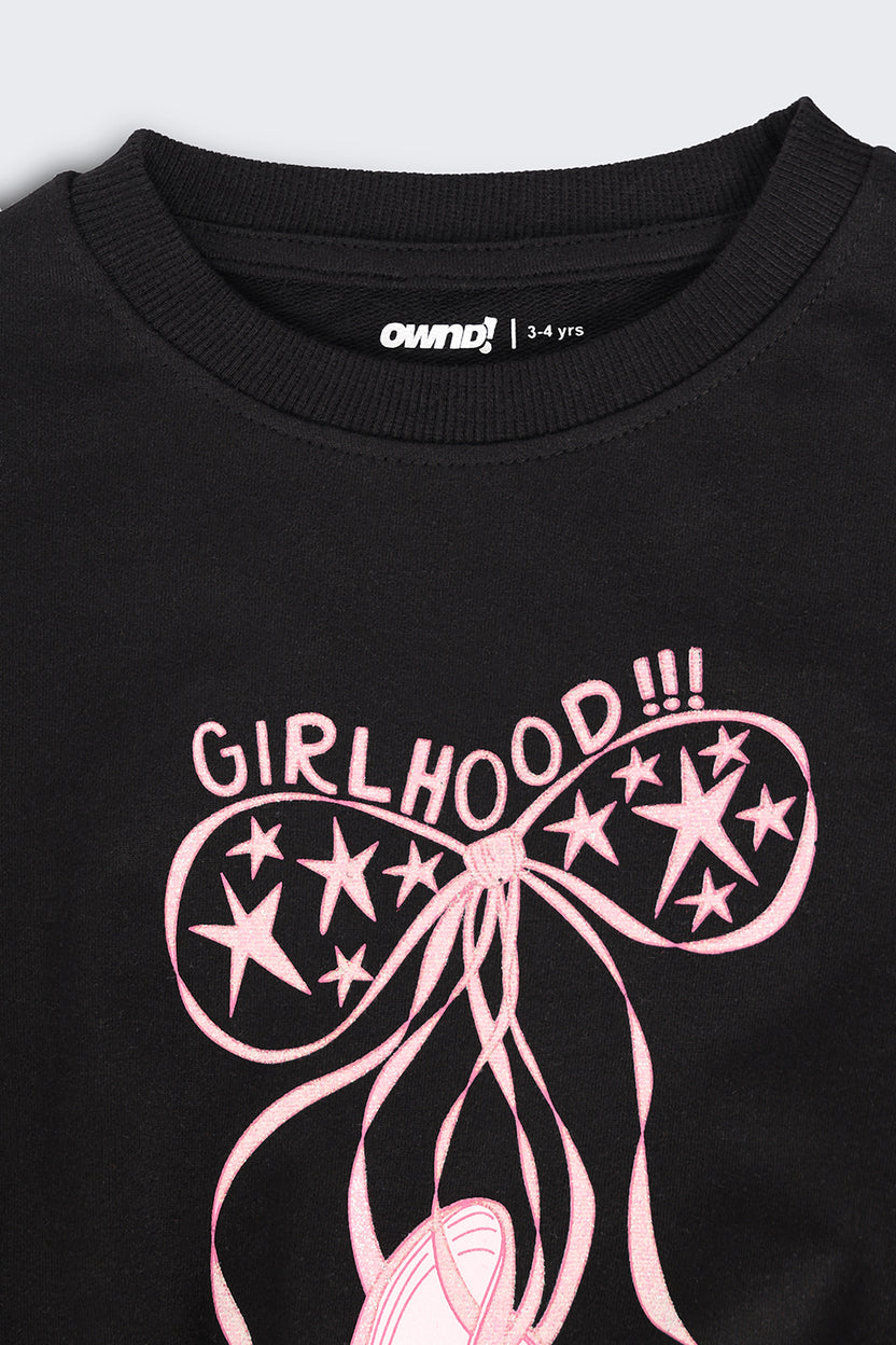Girls Regular Fit Black Graphic Sweatshirt - Image 5