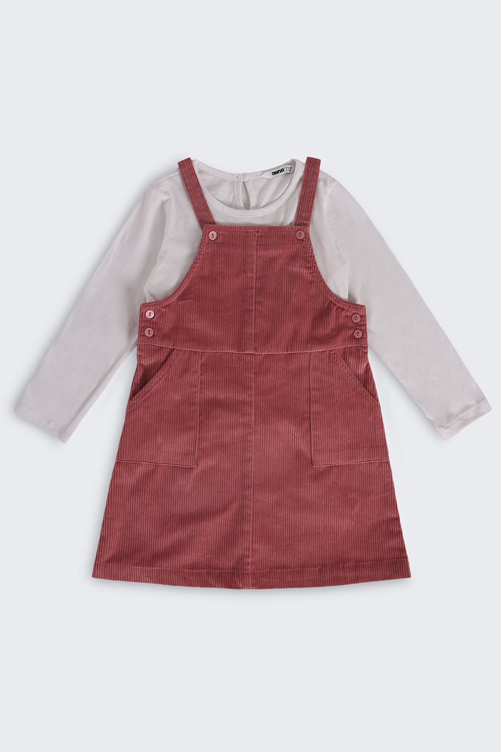 Girls Regular Fit Pink Textured Dungaree and T-Shirt - Image 2