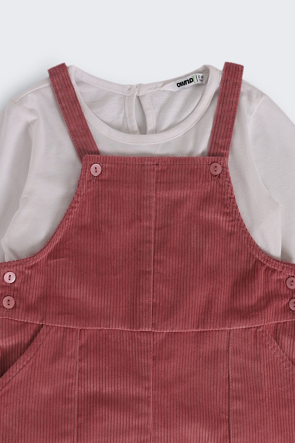 Girls Regular Fit Pink Textured Dungaree and T-Shirt - Image 6
