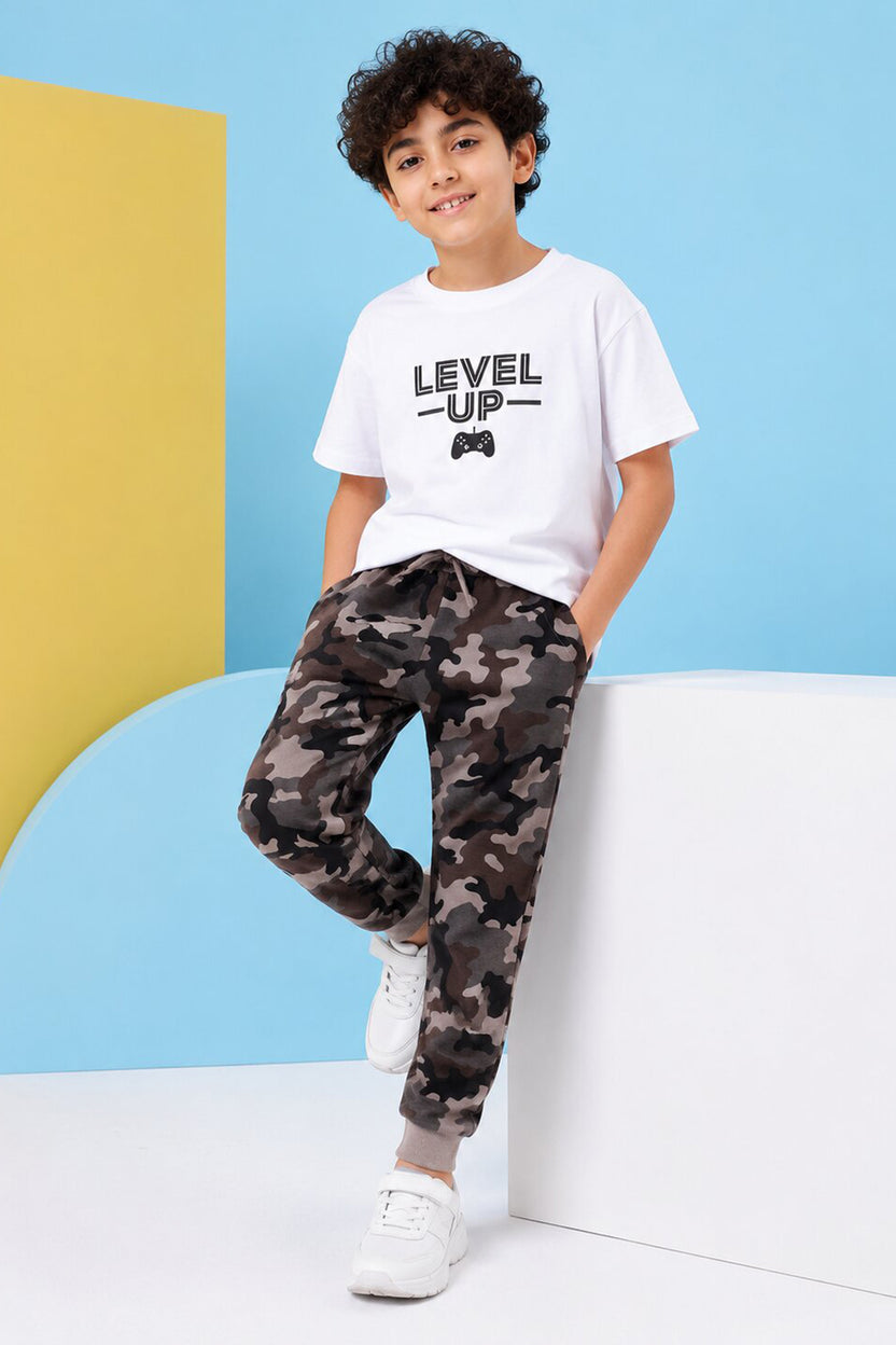 Tweens Boys Multi-coloured Camouflage Joggers - Image 1