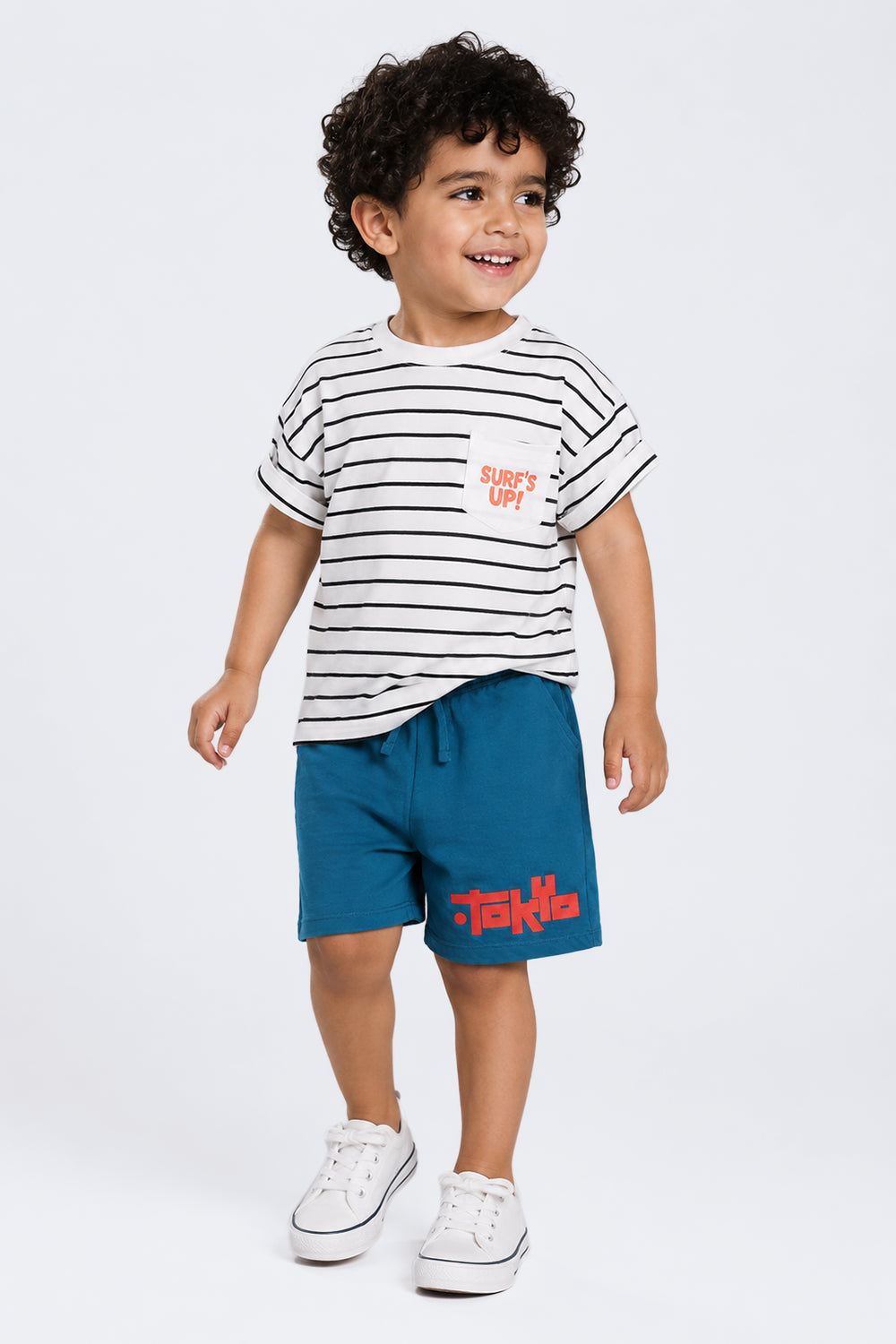 Tweens Boys Regular Fit Blue Placement Design Shorts - Image 1