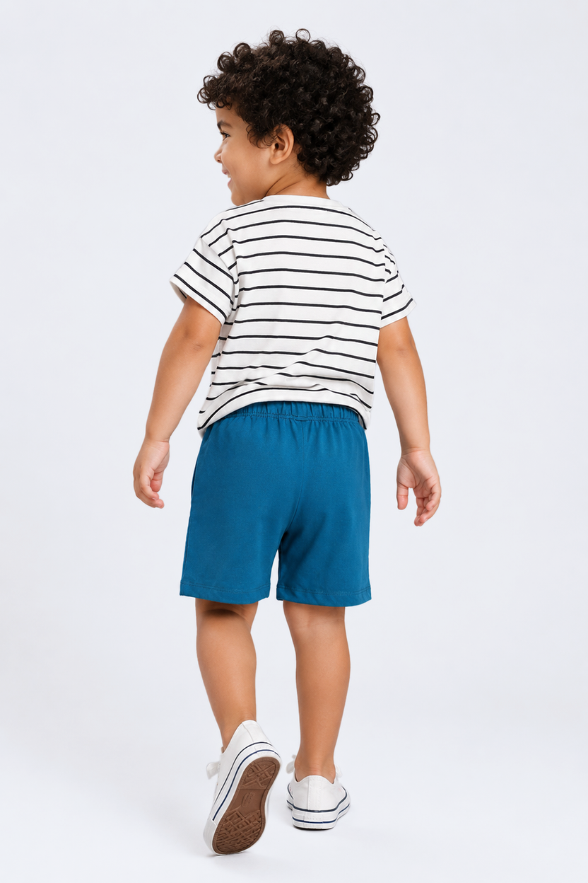 Tweens Boys Regular Fit Blue Placement Design Shorts - Image 3