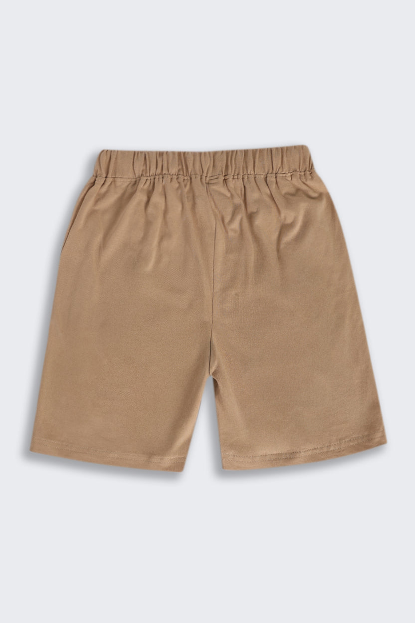 Tweens Boys Regular Fit Beige Placement Design Shorts - Image 3