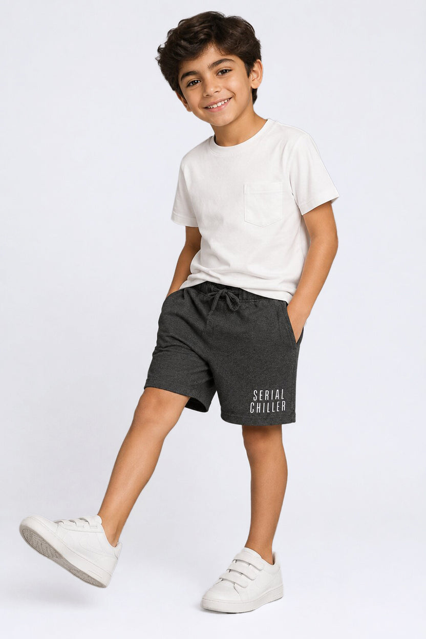 Tweens Boys Regular Fit Grey Placement Design Shorts - Image 1