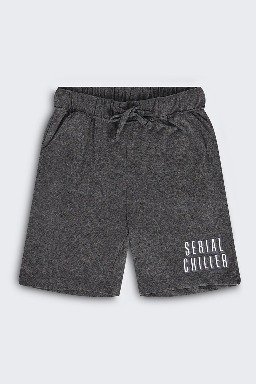 Tweens Boys Regular Fit Grey Placement Design Shorts - Image 2