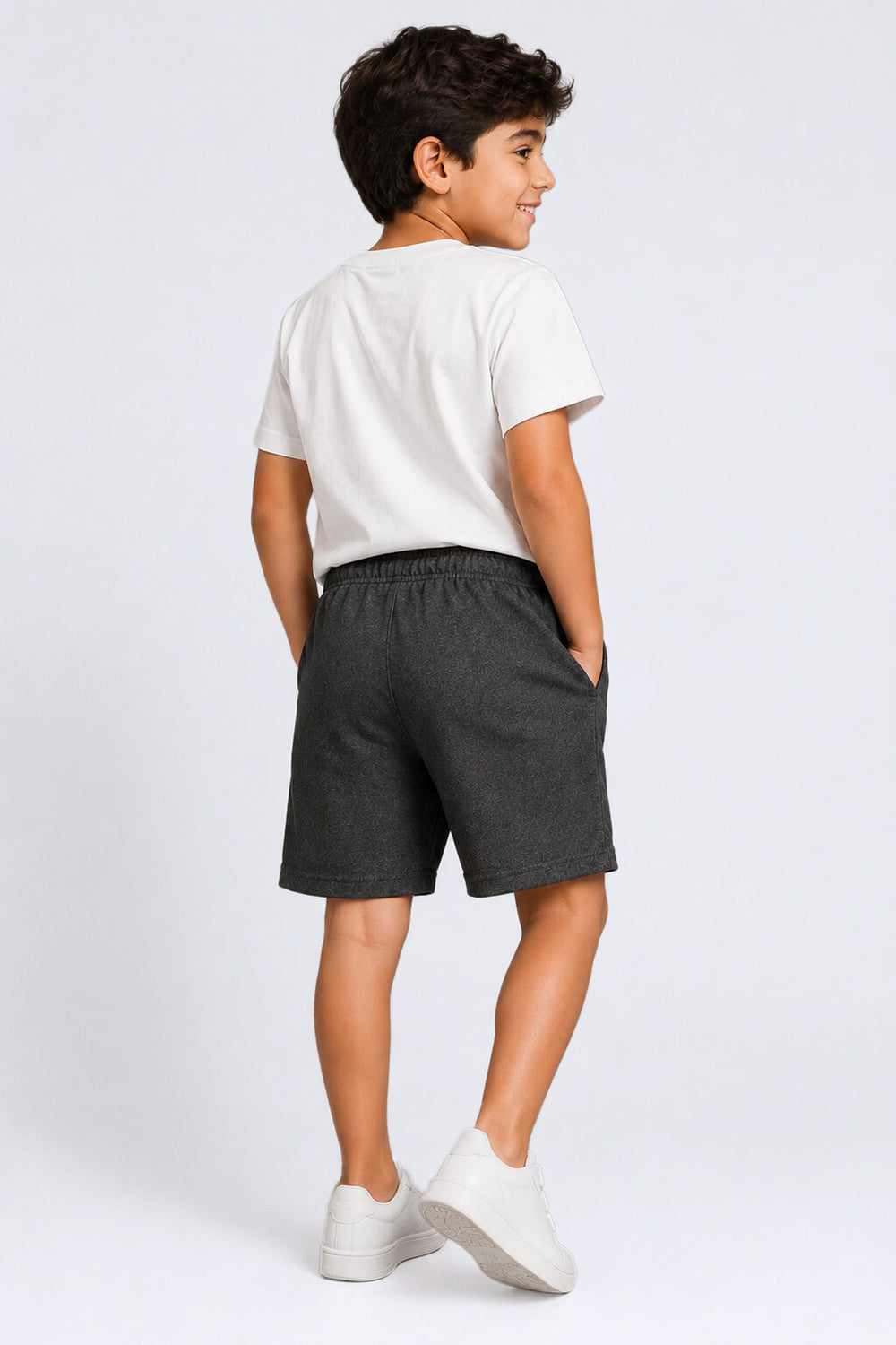 Tweens Boys Regular Fit Grey Placement Design Shorts - Image 3