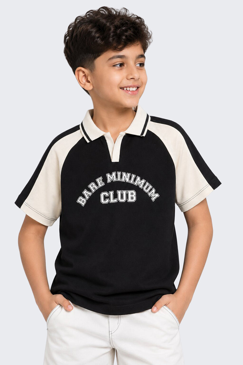 Tweens Boys Regular Fit Black Placement Design T-Shirt - Image 1