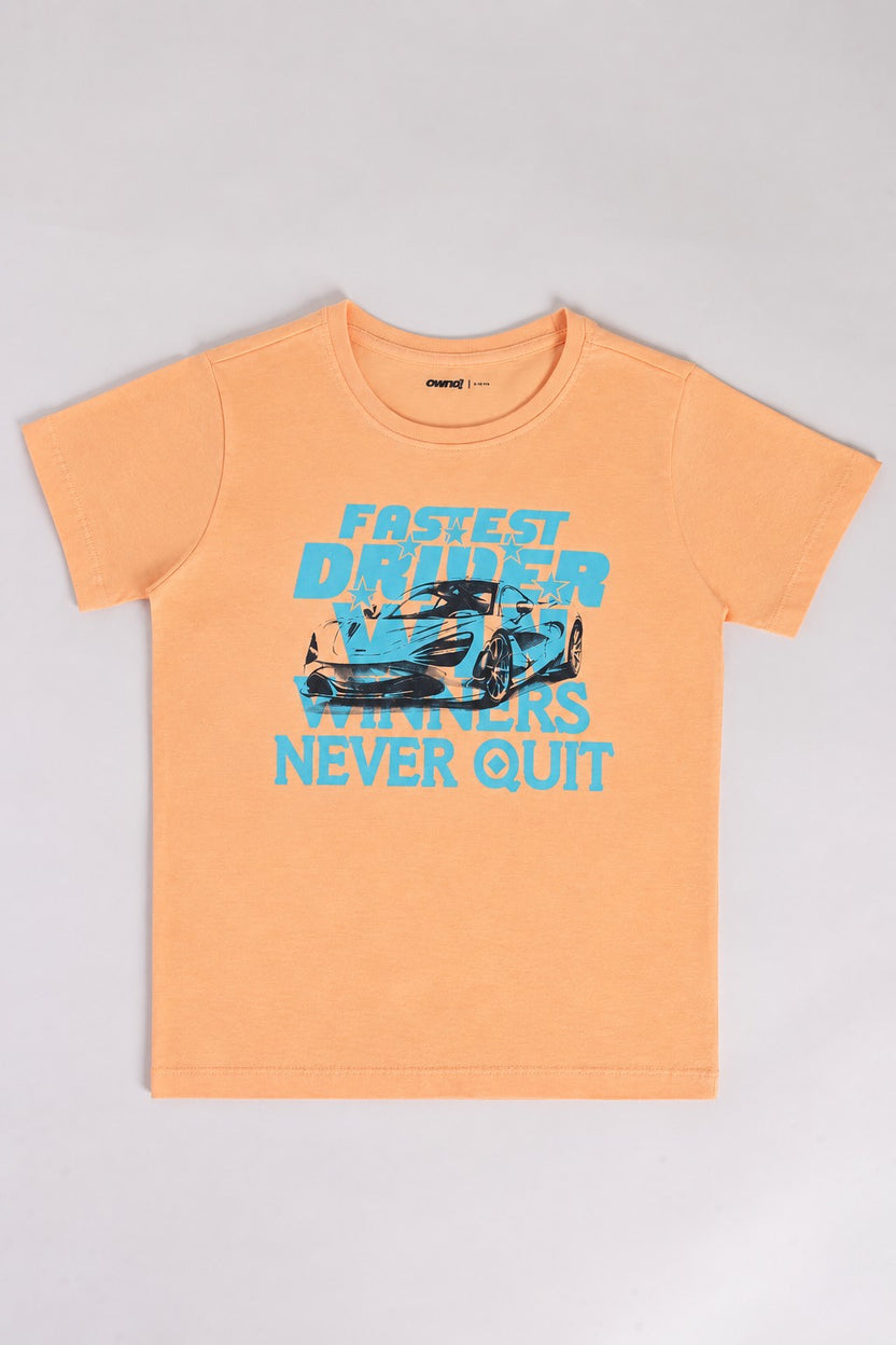Tweens Boys Regular Fit Peach Graphic T-Shirt - Image 2