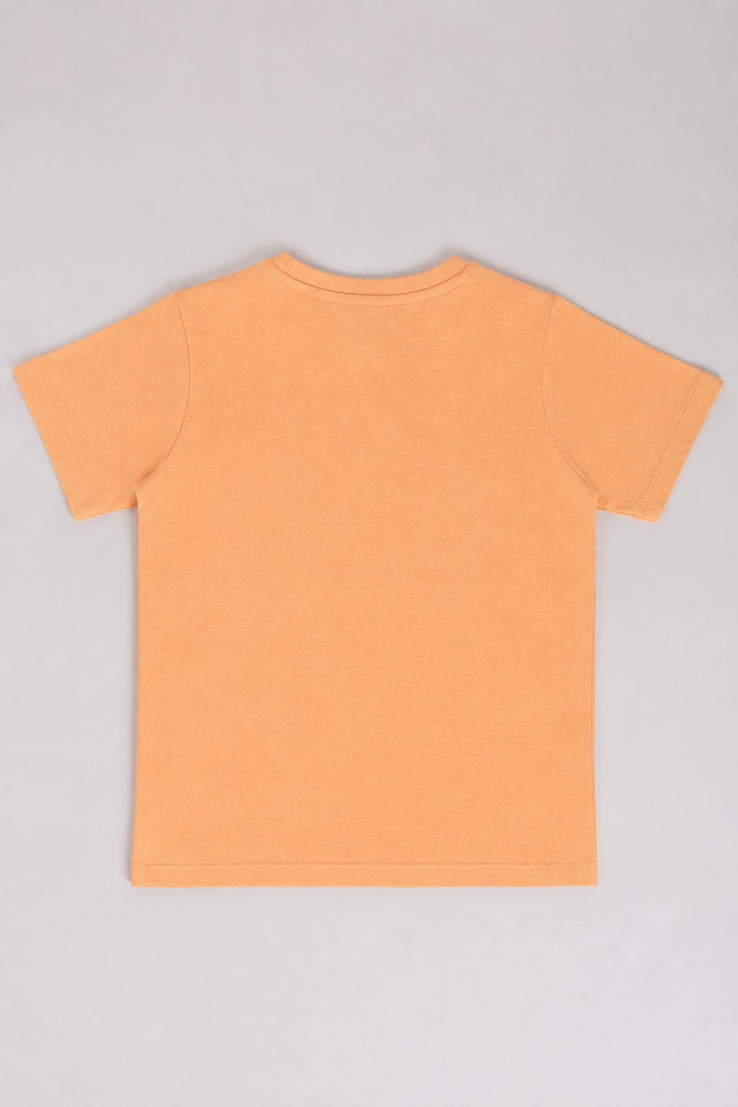 Tweens Boys Regular Fit Peach Graphic T-Shirt - Image 3