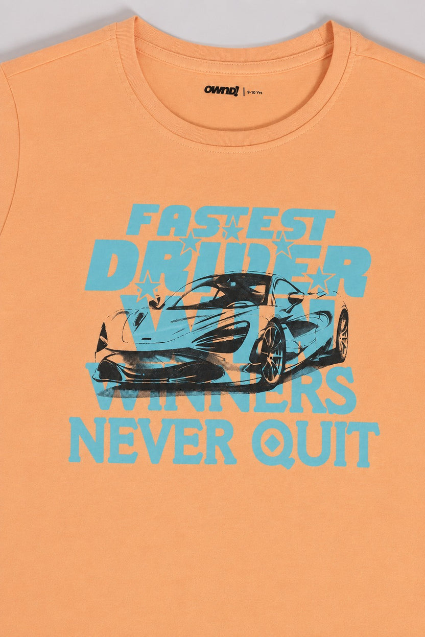 Tweens Boys Regular Fit Peach Graphic T-Shirt - Image 4