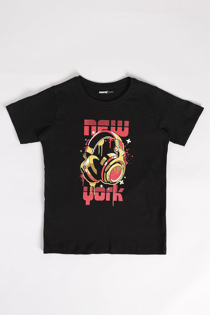 Tweens Boys Regular Fit Black T-Shirt - Image 2