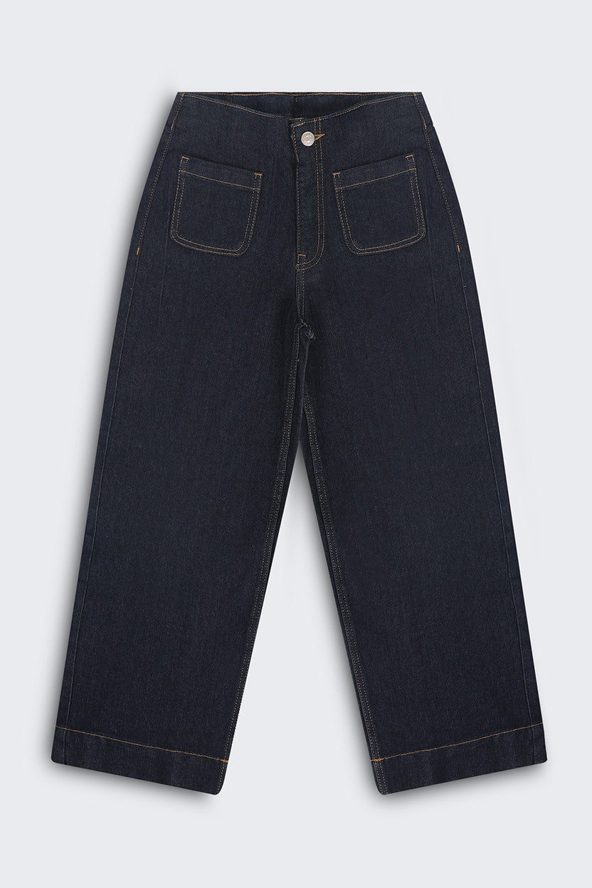 Tweens Girls Wide Leg Fit Navy Solid Jeans - Image 2
